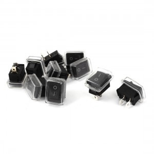 10pcs AC 250V 6A 125V 10A SPST 2 Pin 2 Position Rocker Switch w Waterproof Cover