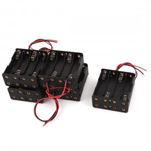 5 Pcs Black 8 x 1 5V AAA Battery Batteries Holder Storage Case w Leads Wire
