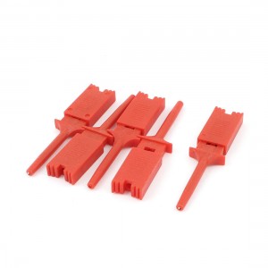 5 Pcs Red 2" Length Meter Multimeter Lead Wire Testing Split Hooks Clip
