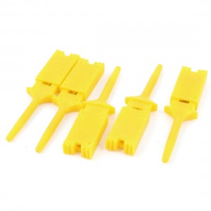 5 Pcs Yellow 2" Length Meter Multimeter Lead Wire Testing Split Hooks Clip