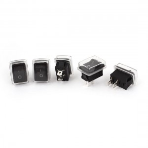 5pcs AC 250V 6A 125V 10A SPST 2 Pin 2 Position Rocker Switch w Waterproof Cover