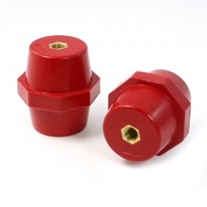 2Pcs 0.39" Brass Thread 2.4" Height Busbar Insulator Supporter Red