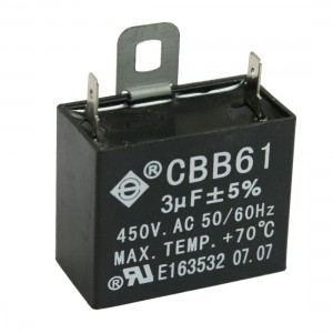 CBB61 450V 3uF 50/60Hz Polypropylene Film Motor Run Capacitor