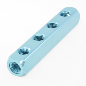 1/4" PT 4 Way Aluminum Manifold Block Air Flow Splitter