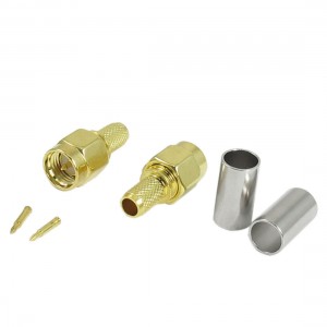 Straight SMA Male Plug Center Crimp RF Connector Adapter 2 Pcs