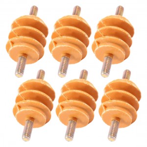 6 Pcs 660V Water Resistance Busbar Insulator Orange 1.2" x 1.1" x 15/64"