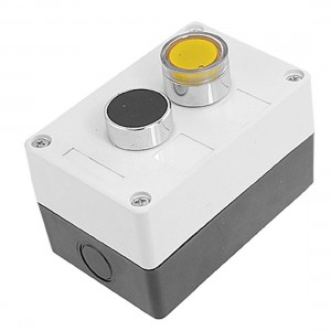 DC 24V Yellow Indicator Light Black Momentary Push Button Switch Station NO N/O