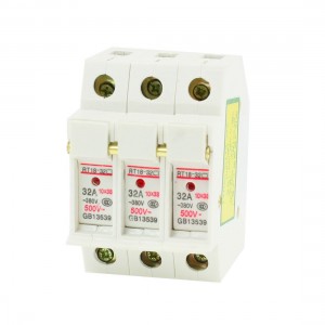 RT18-32A 3 Poles 10x38mm Cylindrical Fuse Holder w LED Light