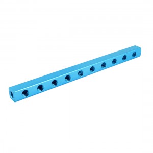 Blue Aluminium Air Pneumatic 10 Way 13 Ports Manifold Block Splitter 1/4"PT