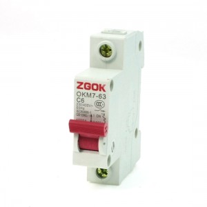 OKM7-63 C6 1 Pole MCB Miniature Circuit Breaker AC 230V 400V 6A
