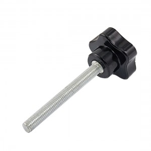Star Shaped Head 7mm Male Thread Diameter Grip Knob Blk