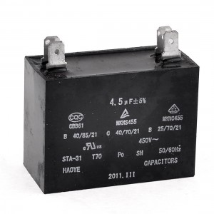 AC 450V 4.5uF 4 Pins Air Conditioner Motor Capacitor Black