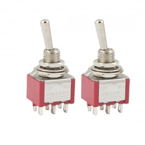 2 Pcs ON/ON 2 Position Double Pole Latching Toggle Switch Red