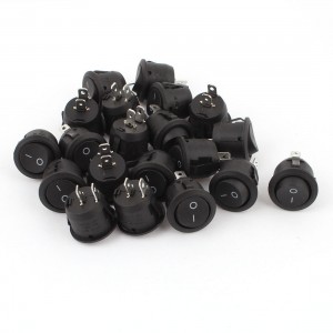 AC 250V 6A 125V 10A SPST on Off 2 Position 2pin Round Head Rocker Switch 20pcs