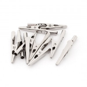 10 Pcs Electric Test Crocodile Alligator Clips Clamps Silver Tone