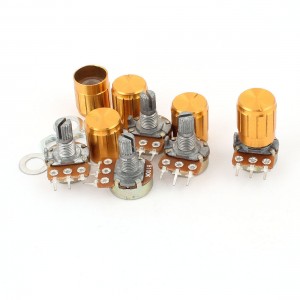 5pcs 100K OHM Linear Taper Rotary Potentiometer 100KB B100K Pot w Knobs