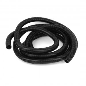 Black Plastic 25mm x 15mm Corrugated Wire Tubing Convoluted Hose Tube 4 3M