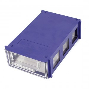 Plastic Parts Holder Components Drawer Pull Type Storage Box Case Blue Clear