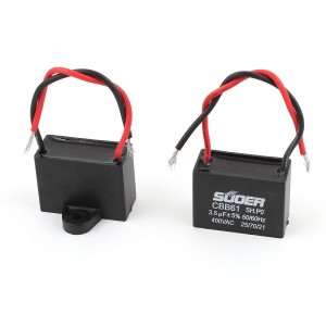2pcs CBB61 AC 400V 3 5uF 2 Wire Ceiling Fan Motor Running Capacitor
