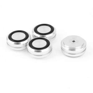 4 Pcs 30x13mm Silver Tone Aluminum Cabinet CD PC Speaker Amplifier Feet Pads