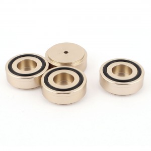 4 Pcs 44x17mm Gold Tone Aluminum CD PC Audio Speaker Amplifier Feet Pads