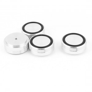 4 Pcs 39x17mm Silver Tone Aluminum CD PC Audio Speaker Amplifier Feet Pads