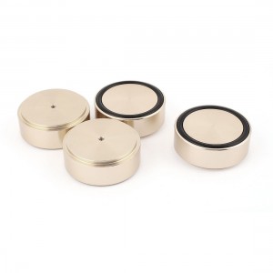4 Pcs 58x22mm Gold Tone Aluminum CD PC Audio Speaker Amplifier Feet Pads