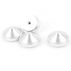 4 Pcs 29x15mm Silver Tone Aluminum CD PC Audio Speaker Amplifier Feet Pads