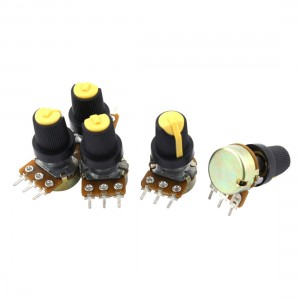 5Pcs B10K 10K Ohm 3 Terminals Rotary Audio B Type Potentiometer Pot