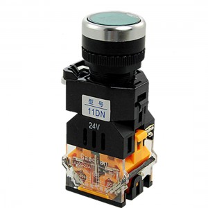 Green Sign Momentary Push Button Switch w 24V Lamp Light 1 NO 1 NC 10A 660V AC
