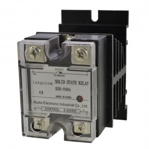 DC 3-32V to AC 24-480V 90A Single Phase SSR Solid State Relay w Heat Sink