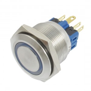 24V Blue LED Momentary Stainless Push Button Switch 1 NO 1 NC Cqeap