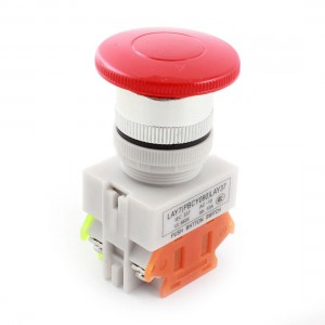 AC 660V 10A 40mm 1.6" Red Sign Momentary Mushroom Push Button Switch 1 NO 1 NC