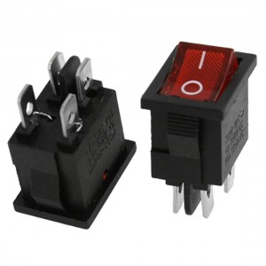 10 x Red Light Illuminated DPST ON-OFF Snap in Rocker Switch 6A/250V 10A/125V AC