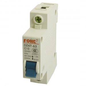 AC 230/400V 10A 6000A 1P 1 Pole Miniature Circuit Breaker DIN Rail DZ47-63 C10