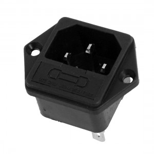 AC 250V 10A 3 Pins IEC 320 C14 Power Inlet Socket w 5x23mm Fuse Holder