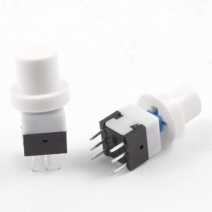 10 Pcs 8 x 8mm x 20mm Latching Tact Tactile Push Button Switch Self Lock w Cap