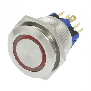 22mm 24V Red LED Momentary Stainless Push Button Switch