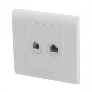 250V 10A RJ11 Telephone RJ45 Network Socket Double Outlet Wall Plate Panel