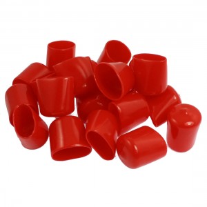 20 Pcs 30mm Height 22mm Inner Dia Round Tip Red PVC Insulated End Caps