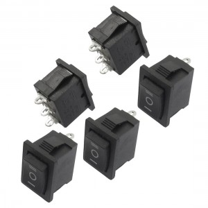5 Pcs SPDT On/Off/On Mini Black 3 Pin Rocker Switch AC 6A/250V 10A/125V