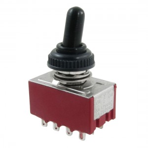 AC 250V 2A 125V 6A on/off/on 4P2T 4PDT 12 Pins Toggle Switch w Waterproof Boot