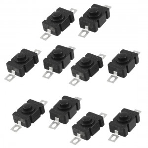10 Pcs 2 Pin Rectangle Flashlight Latching Push Button Switch DC 30V 1A