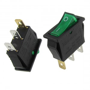 5pcs x Green Light ON-OFF I/O SPST Boat Rocker Switch 3 Pin 15A/250V 20A/125V AC