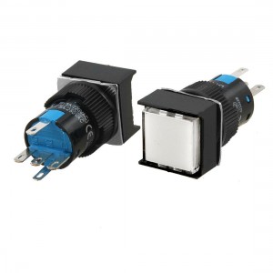 2 Pcs White Square Neon Light DC 12V Latching AC 250V 5A Pushbutton Switch