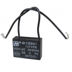 1uF 400VAC 50Hz/60Hz 2 Wire Electric Fan Capacitor CBB61