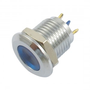 MQ12 DC 12V 2 Pins Chrome-plated Brass Blue Light Signal Indicator Pilot Lamp