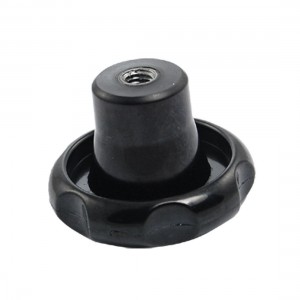 8mm Female Thread Dia Screw On Type Corrugated Knob Blk
