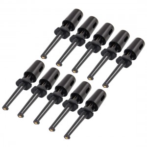 10 x Black Plastic Multimeter Test Cable SMD IC Hook Clip Grabbers 1.6"