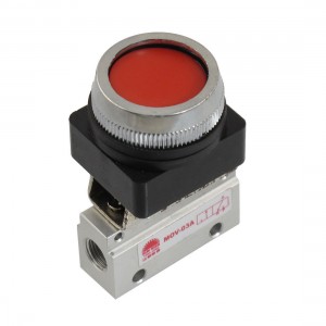 MOV-03A 9.5mm Thread 3/2 Way Red Flat Push Button Pneumatic Mechanical Valve